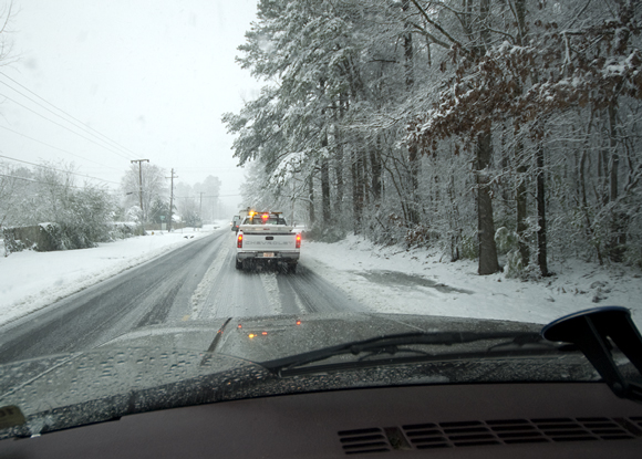 Entergy truck in snow